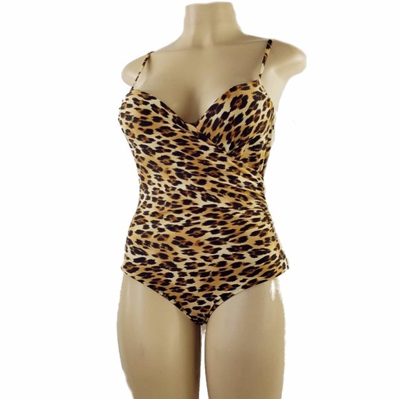 O'Mine USA Other - Leopard Print Wrap One Piece SwimSuit Bikini S